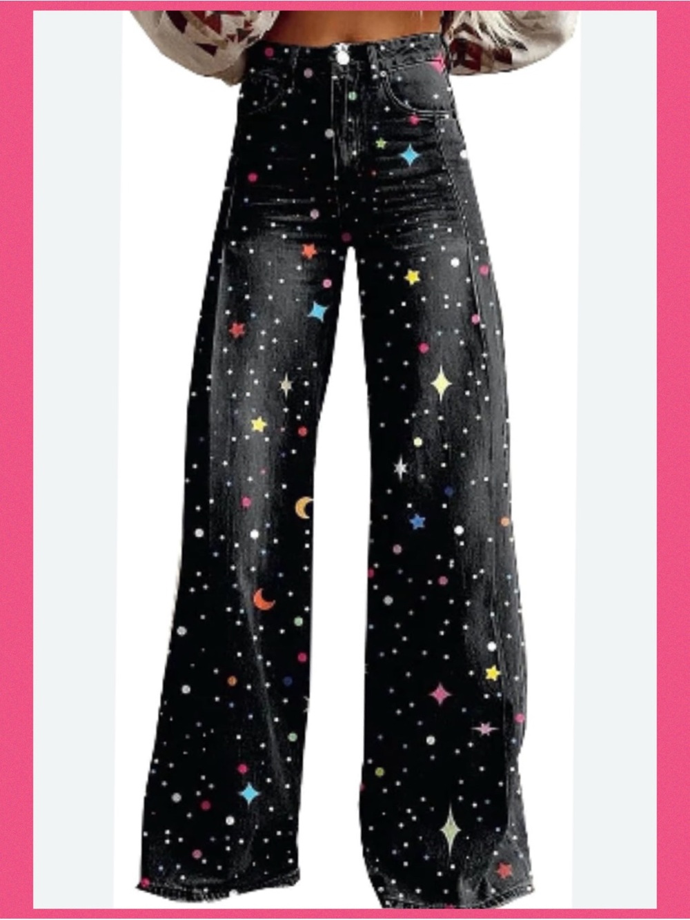 Black Star & Moon Wide-Leg women pants.60.